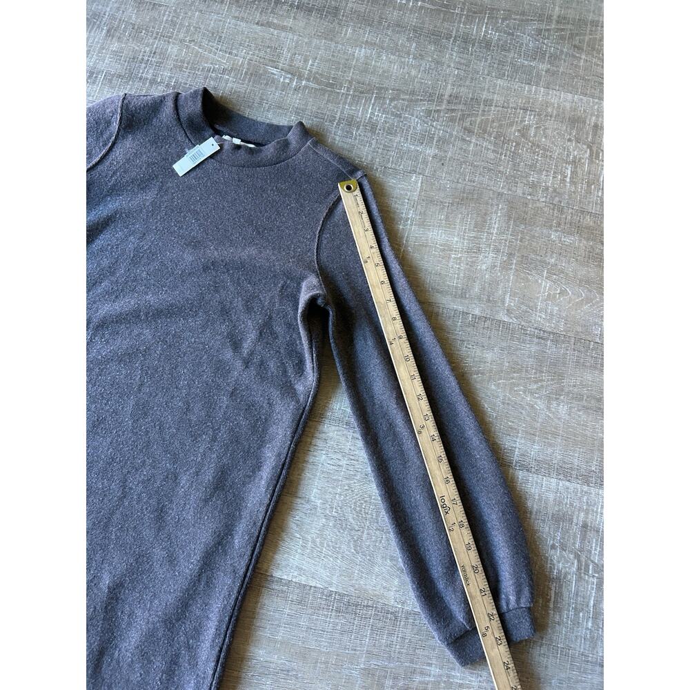 Madewell Brushed Rib Mockneck Mini Dress XXS NWT Heather Cocoa Balloon Sleeve - Picture 10 of 12